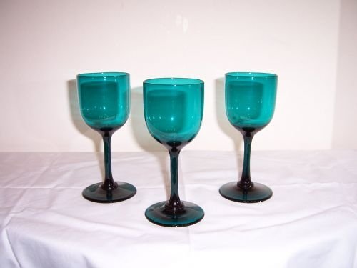 a set of three 19th century bristol green wine glasses