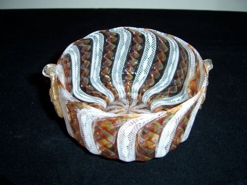 a 19th century venetian latticino glass finger bowl by salviati