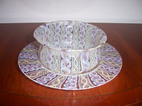 a 19th century venetian glass finger bowl and stand 1