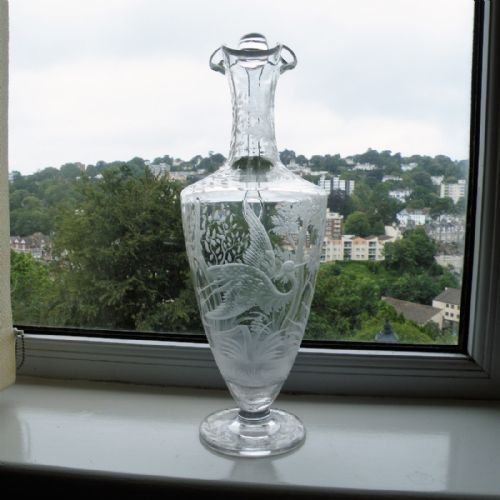 a fine victorian engraved glass claret jug of classical shape