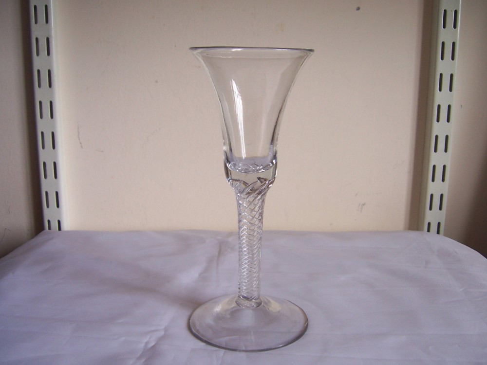 an 18th century air twist stem wine glass