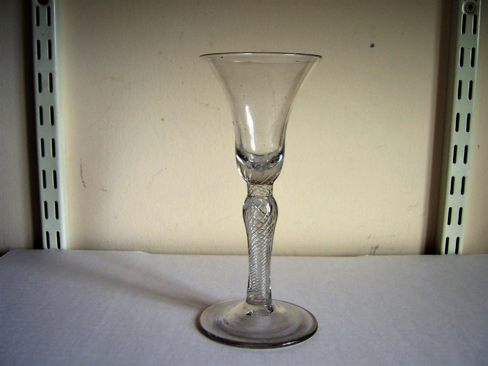 a good 18th century inverted baluster air twist stem wine glass