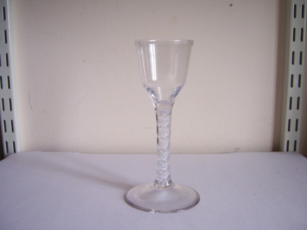 an 18th century double series opaque twist stem wine glass