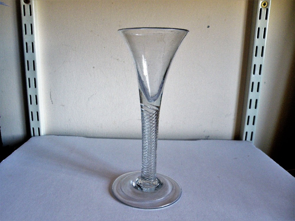 a good 18th century multi spiral air twist stem wine glass circa 1745