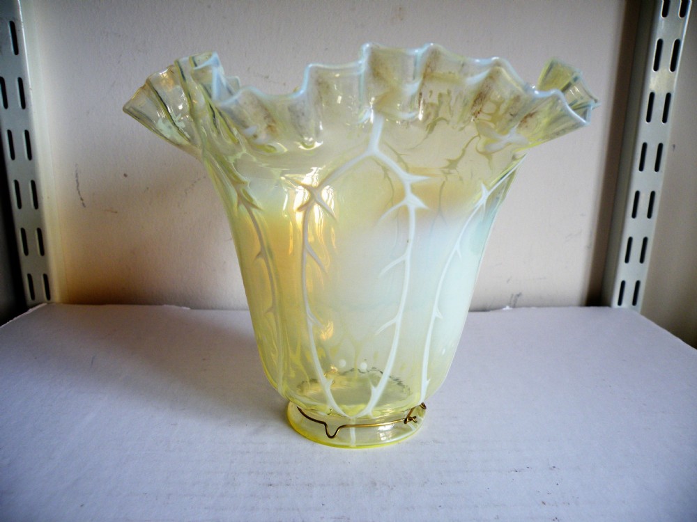 a lovely victorian art nouveau vaseline glass lamp shade