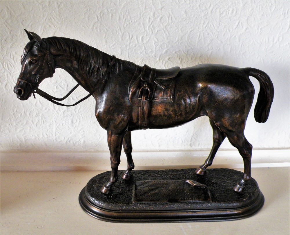 a good 19th century animalier bronze by j moigniez the horse destinee