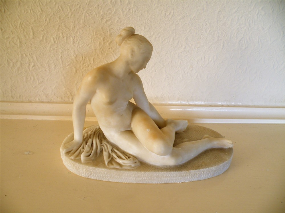 a good 19th century carved alabaster sculpture of girl bitten by scorpion after lorenzo bartolini