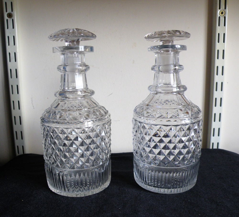 a nice pair of georgian cut glass decanters
