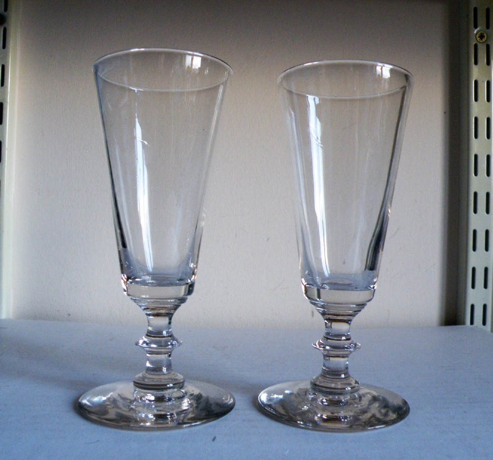 a good pair of 18th century glass champagne ale flutes circa 1820