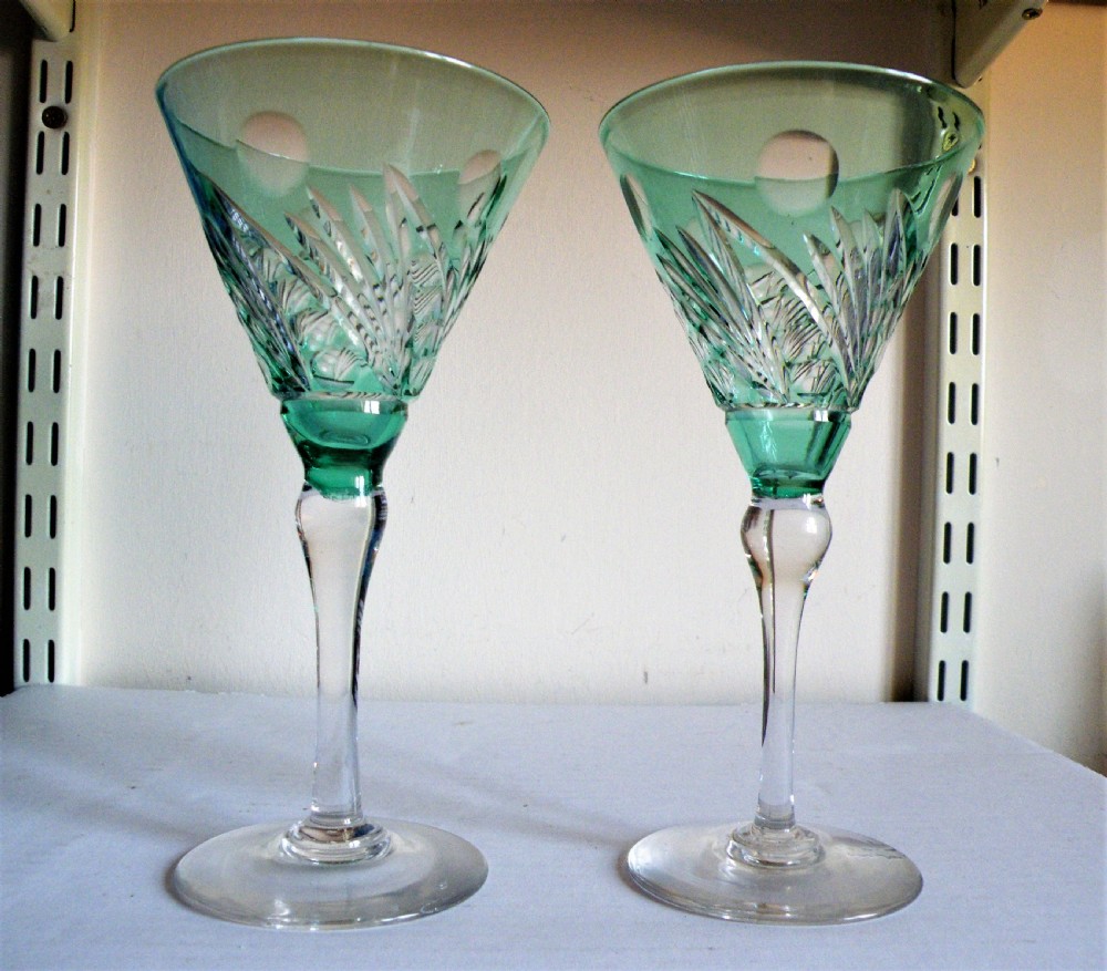 a nice pair of art deco martini cocktail glasses