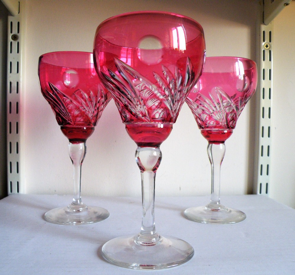 a nice set of three art deco cocktail glasses