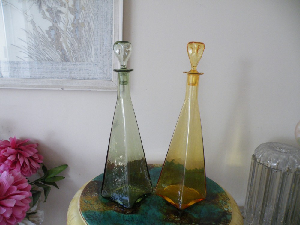 pair of whitefriars decanters designed by barnaby powell