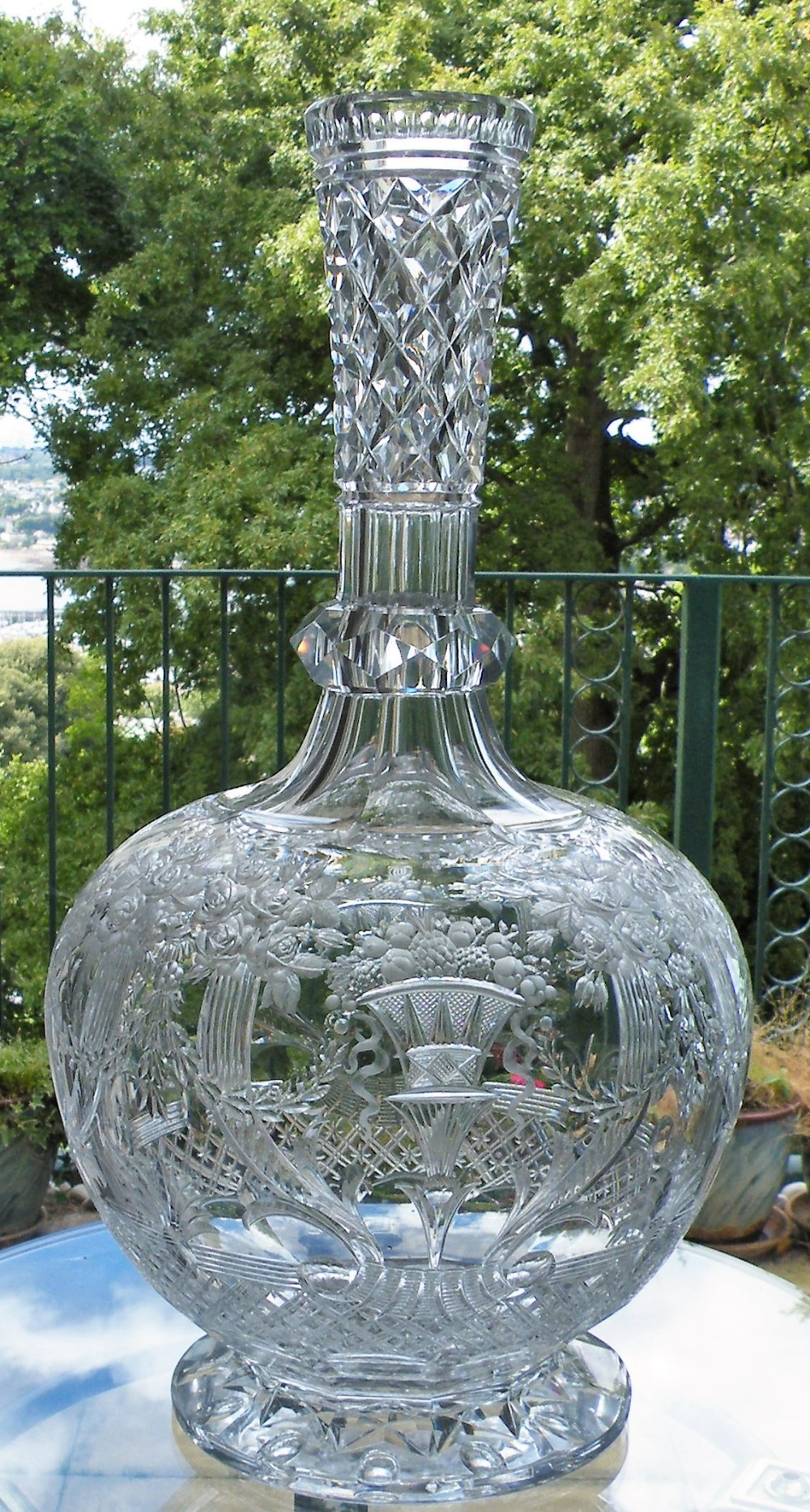 an important large cut glass vase by william fritsche of museum quality