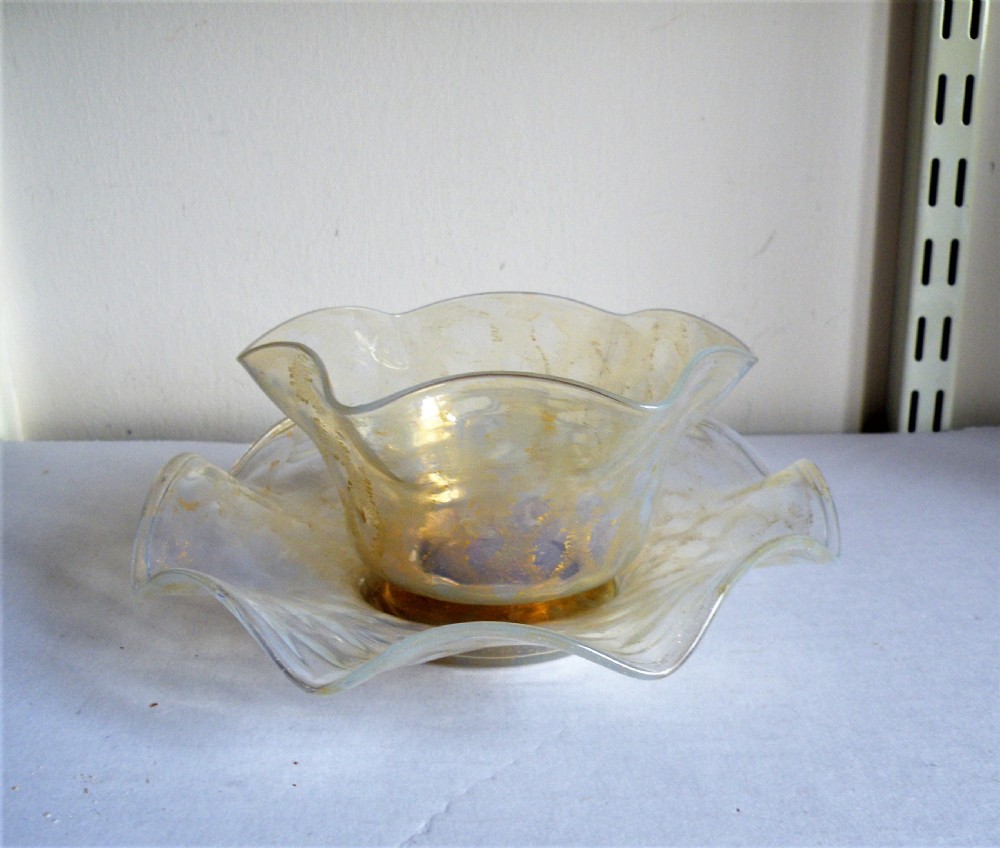 a 19th century venetian glass bowl and stand by salviati
