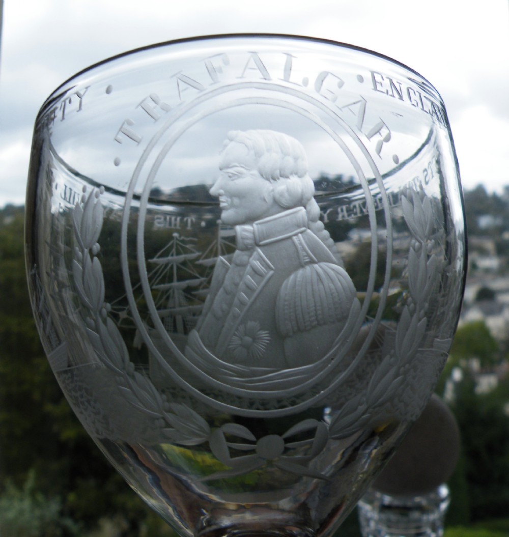 a good early 19th century admiral lord nelson engraved glass rummer goblet