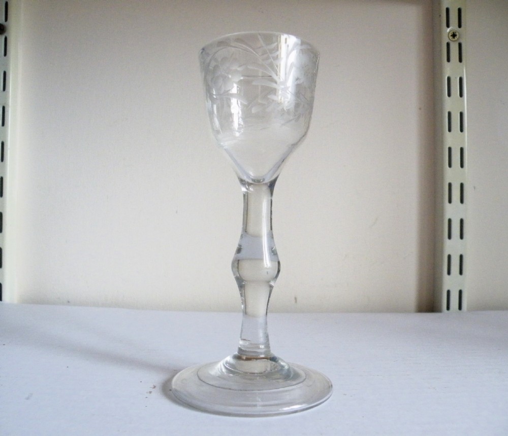 an 18th century balustroid stem wine glass of jacobite interest