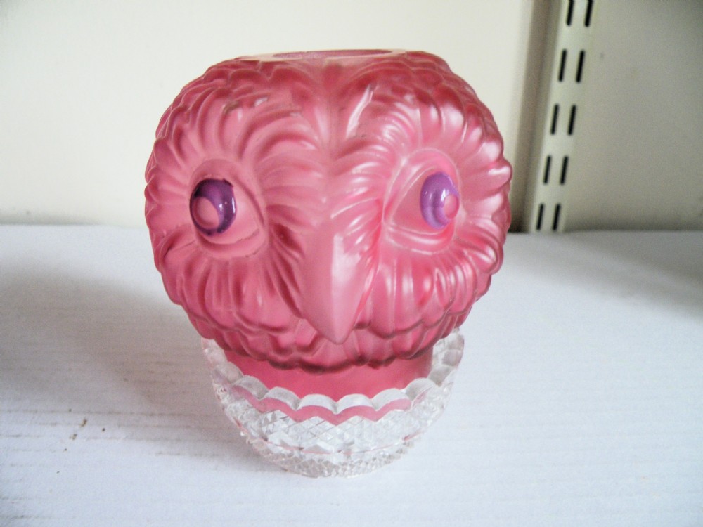a victorian novelty moulded glass double faced owl nightlight