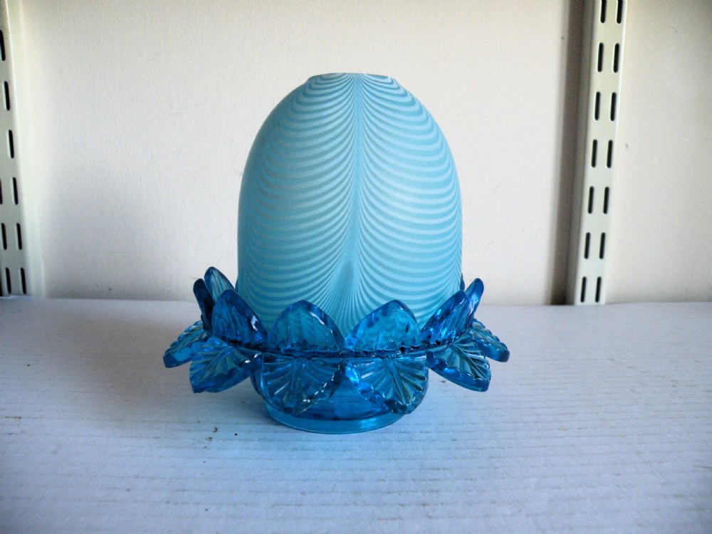 a victorian verre moire blue and white glass fairy size nightlight