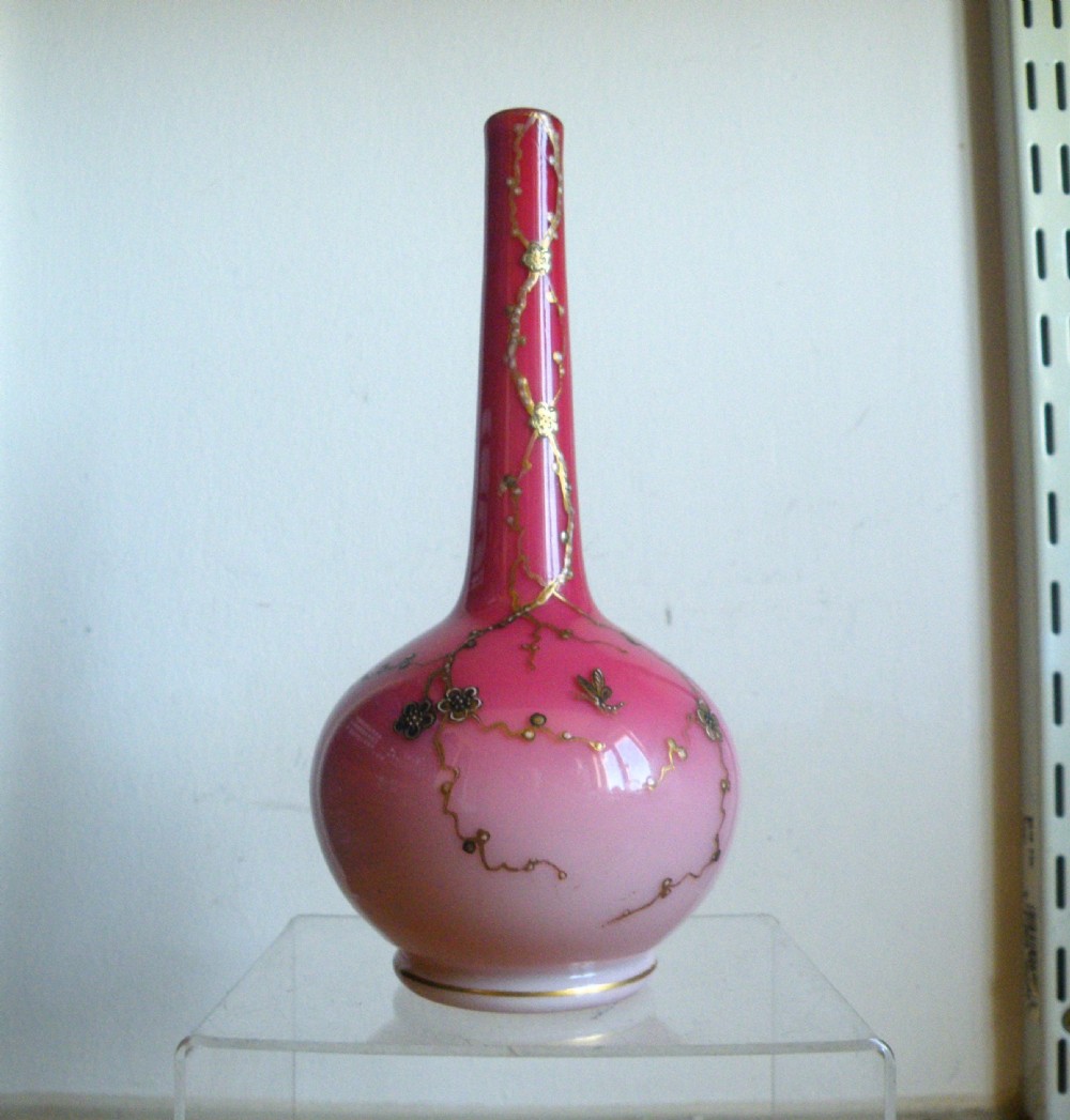 a nice victorian gilded peach blow glass specimen vase