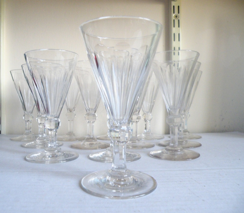 a rare set of 13 regency wine glasses
