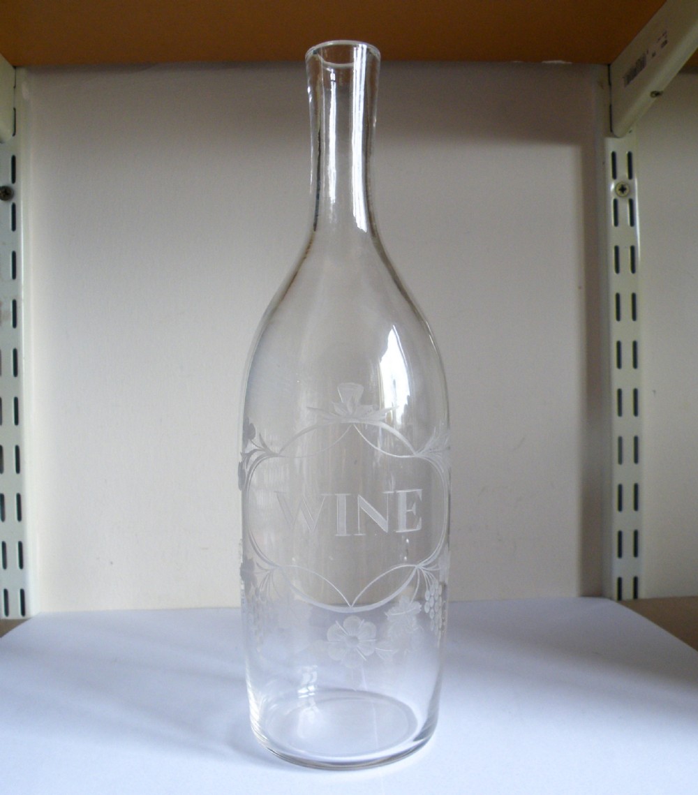 a rare glass georgian engraved wine serving bottle