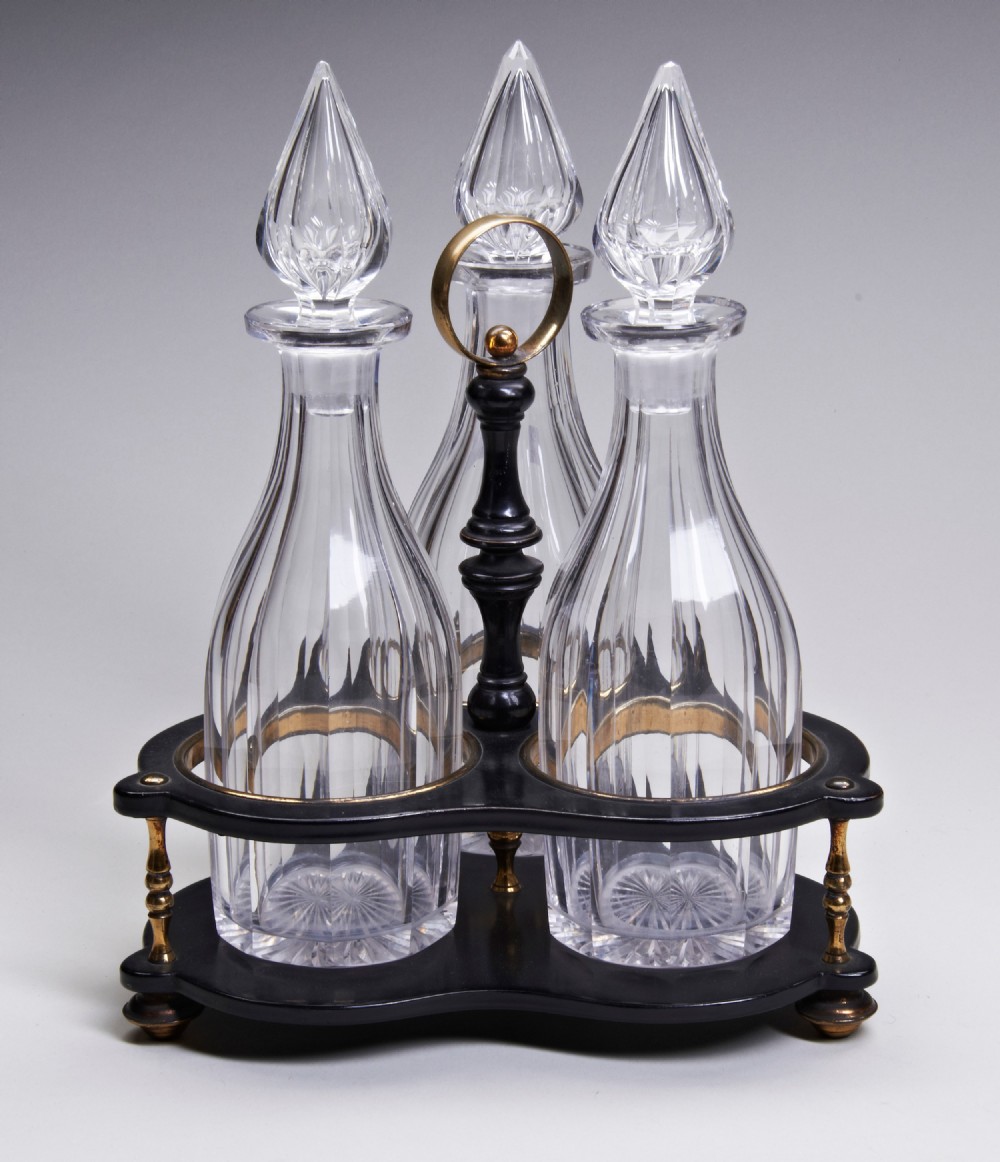 a quality georgian three glass decanter tantalus