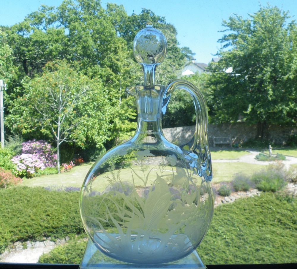 a good victorian engraved glass claret jug stourbridge