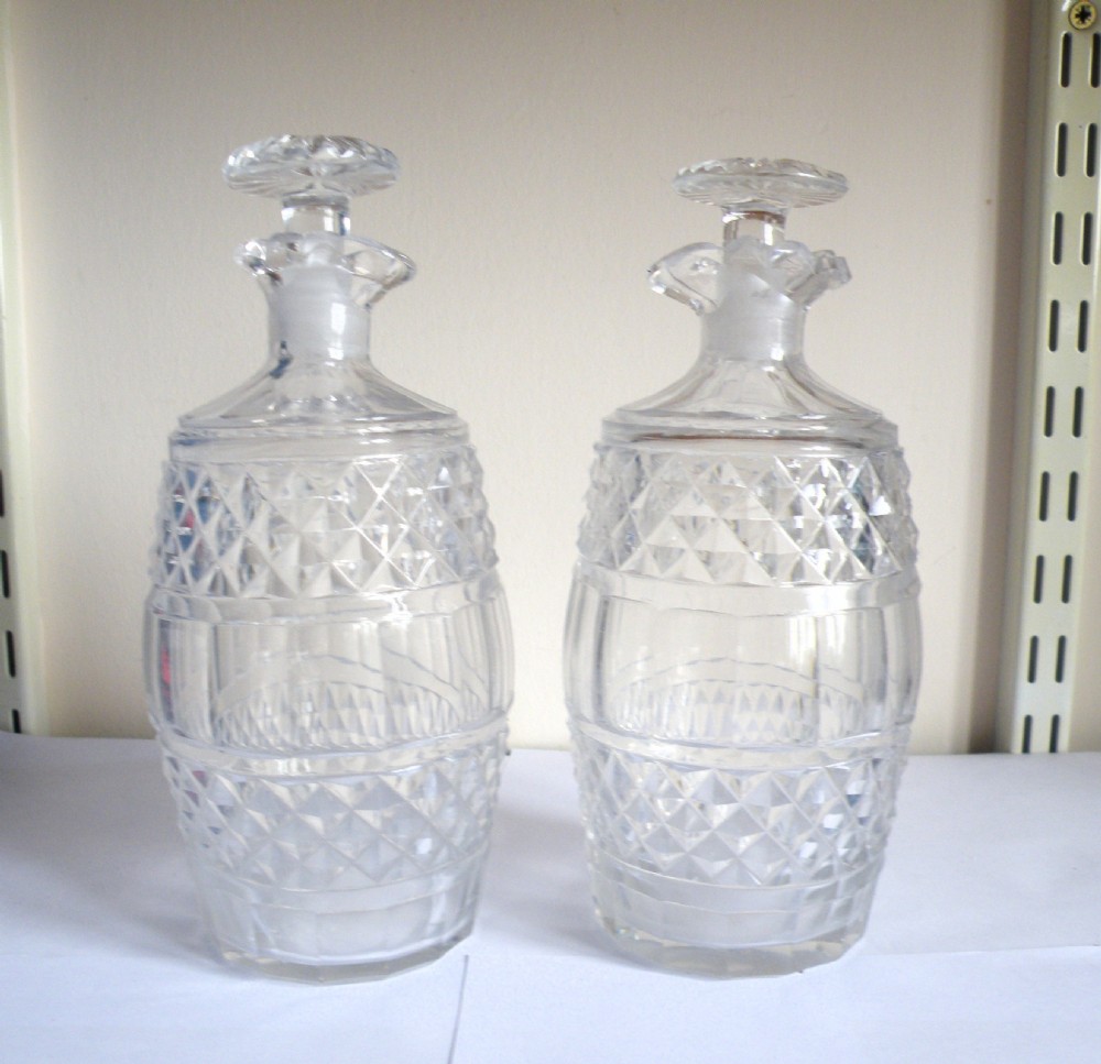 a nice pair of georgian cut glass spirit decanters