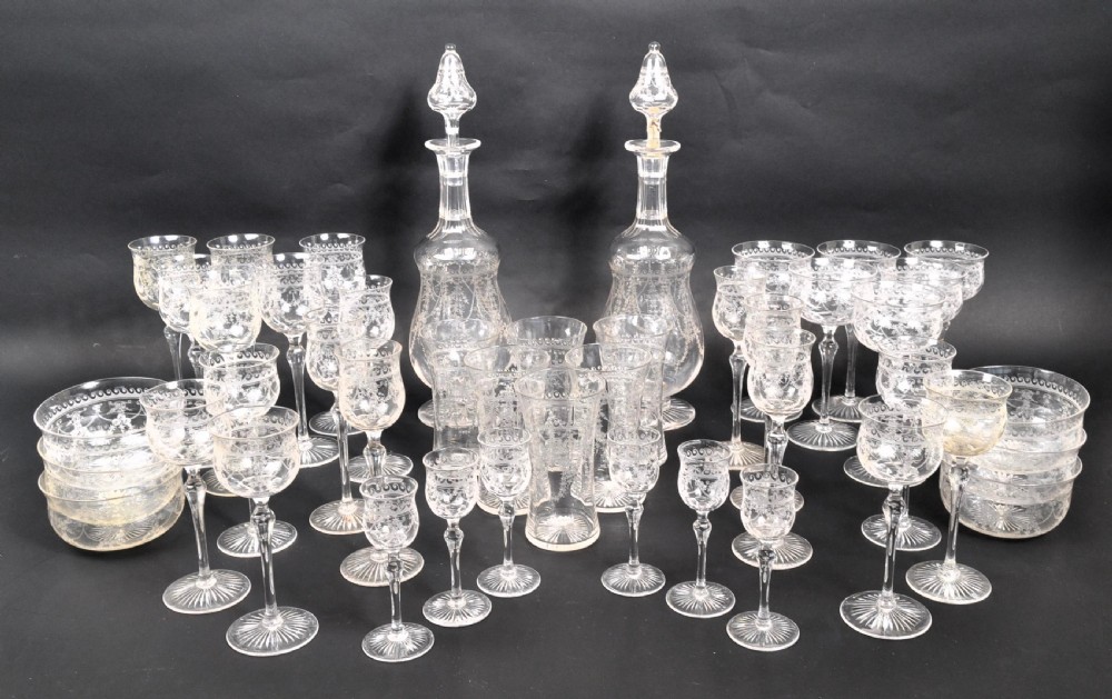 a fine extensive suite of late victorian etched glass