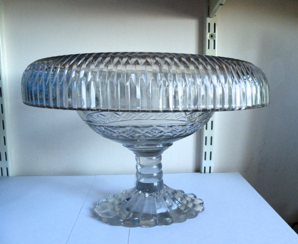 an impressive large 18th century irish glass turnover bowl centrepiece