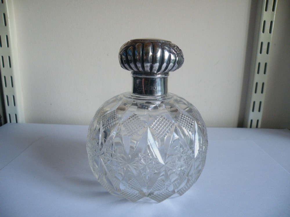 a good victorian silver top cut glass scent bottle