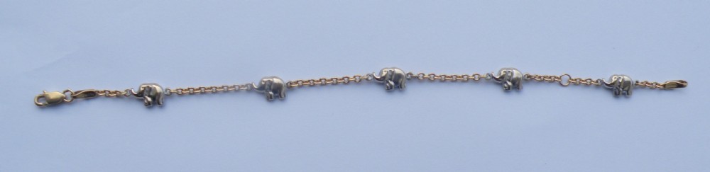 a pretty 14ct gold elephant bracelet