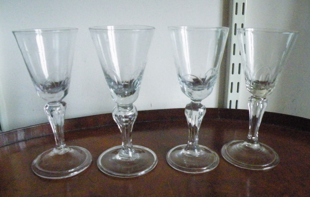 four 18th century lauenstein wine glasses
