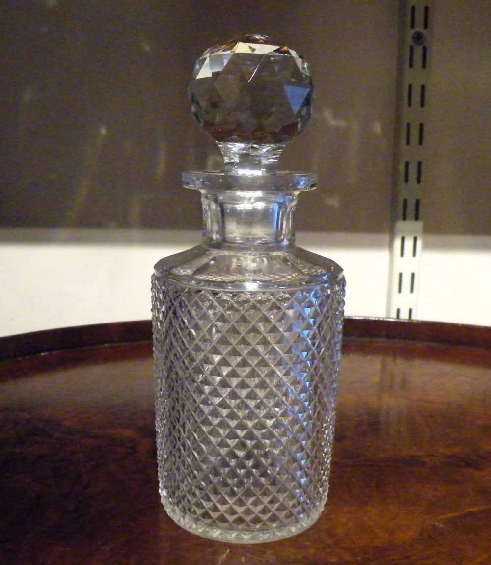 a quality victorian diamond cut glass whisky decanter