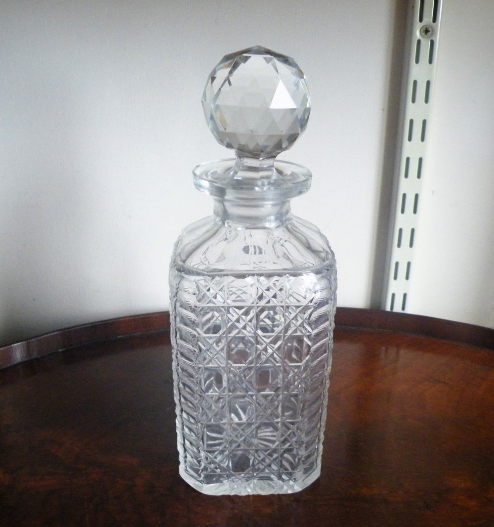 a 19th century hob nail cut square whisky decanter