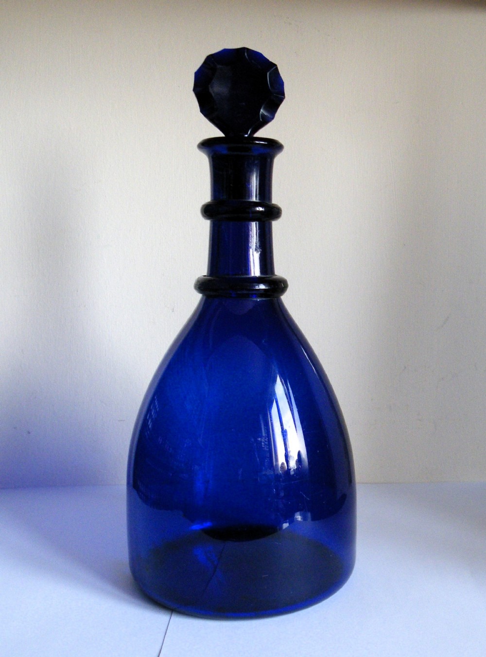a good georgian bristol blue glass decanter
