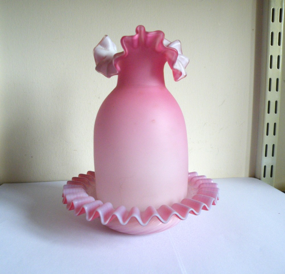 a good tall victorian satin glass night light and stand