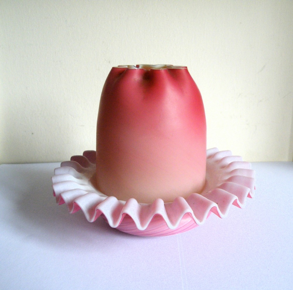 a victorian satin glass night light and stand