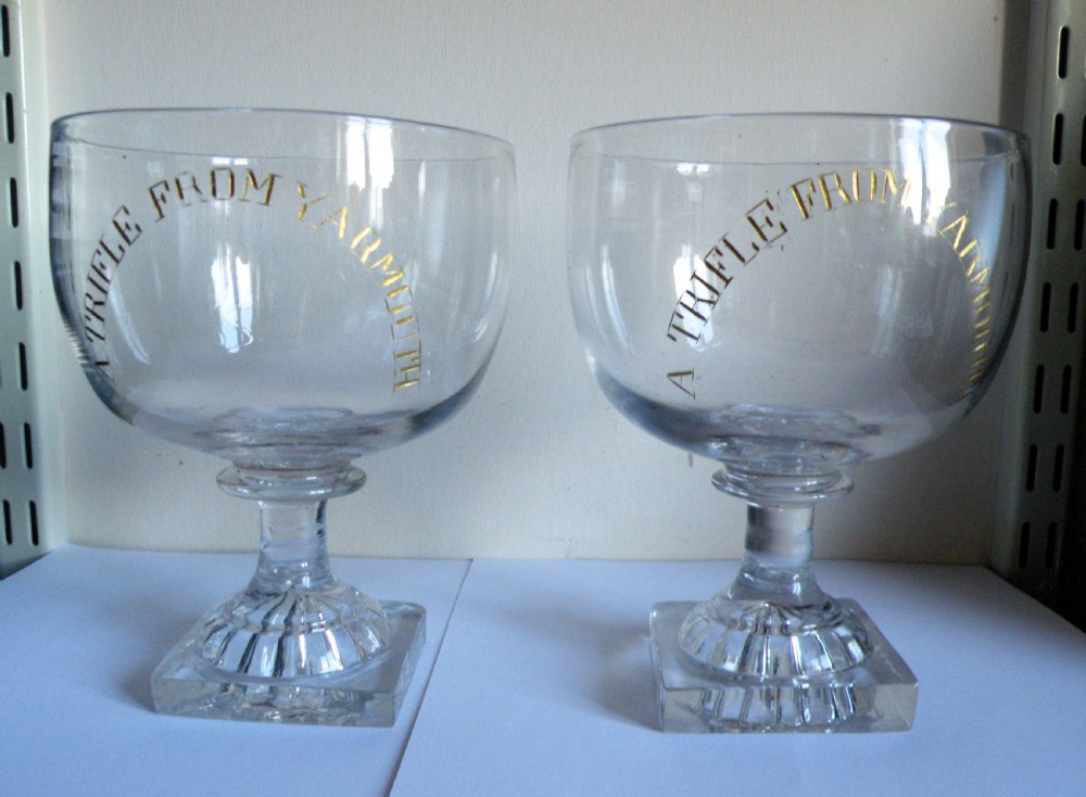 a trifle from yarmouth a large pair of 18th century glass rummers